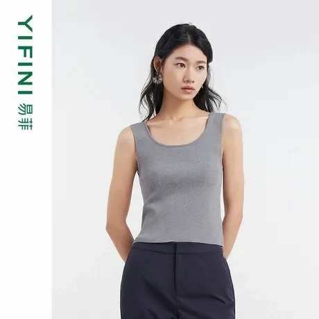 [专柜同款]Yifini/易菲时尚单品百搭修身针织背心通勤打底上衣女商品大图