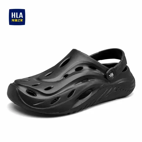 HLA/海澜之家男鞋新款夏季时尚厚底舒适透气洞洞鞋休闲凉拖鞋两穿商品大图