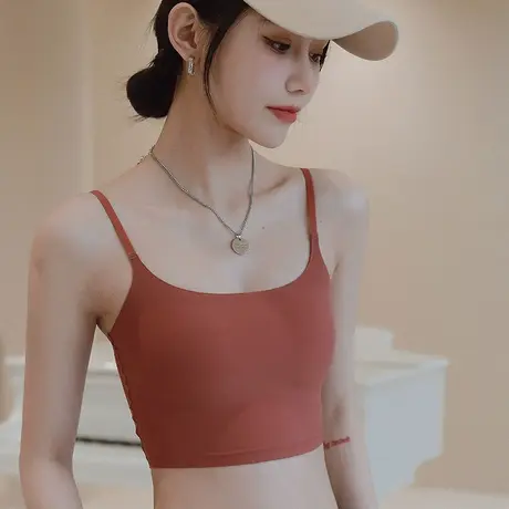 美背吊带内搭女夏季薄款内衣带胸垫小背心式文胸一体打底无痕抹胸商品大图