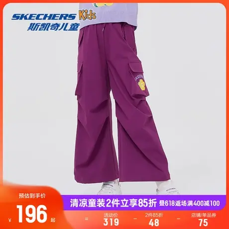 Skechers斯凯奇童装女童梭织长裤儿童夏季新款休闲宽松舒适工装裤图片