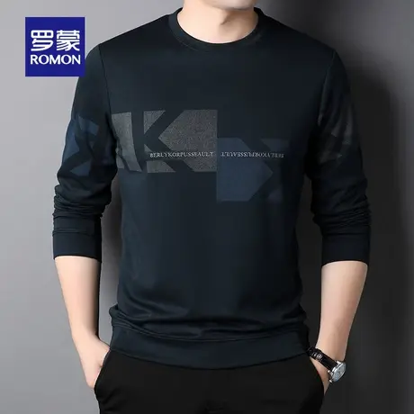 【官方正品】罗蒙休闲长袖T恤衫男士春季新款时尚中青年打底衫潮图片