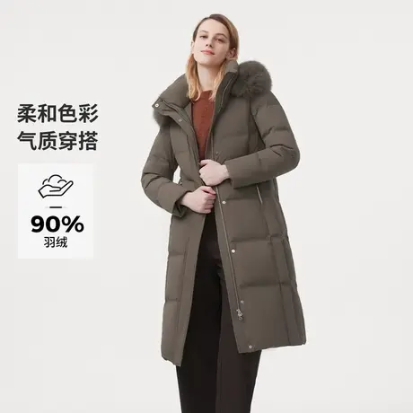 坦博尔羽绒服女冬季新款2024长款过膝大毛领连帽时尚加厚保暖外套图片