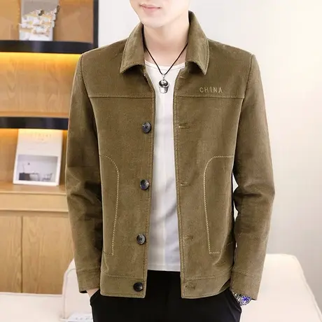 春秋款夹克男韩版潮流翻领男士外套2023秋季新款休闲帅气秋装上衣商品大图