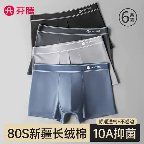 芬腾纯棉男士内裤平角裤头抗菌男款青少年2025新款潮流四角短裤衩商品大图