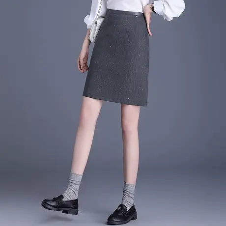亮片星空感半身裙女春秋小黑裙2025新款小个子A字裙包臀裙短裙子图片