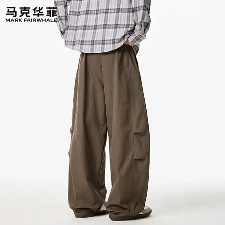 马克华菲休闲裤男款秋季薄款宽松直筒裤男士新款阔腿长裤男生裤子图片