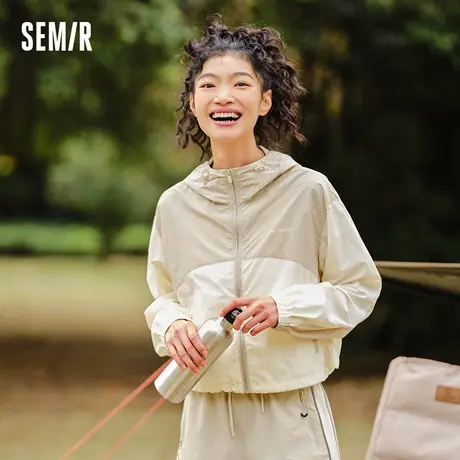 森马外套女短款连帽凉感防晒衣宽松轻薄透气拼色夏季2024新款潮XY商品大图
