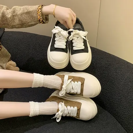 时尚厚底休闲鞋女2025新款秋季爆款百搭运动鞋小个子增高气质单鞋商品大图