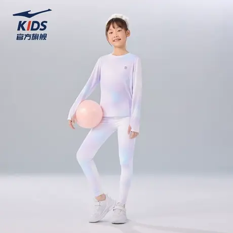 鸿星尔克童装女童运动套装2025春秋新款瑜伽服长袖T恤长裤两件套图片