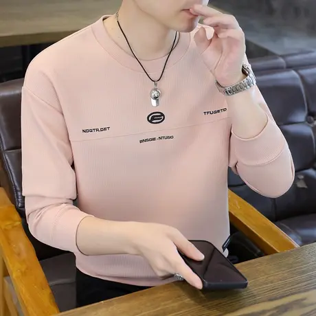 2025秋季套头卫衣男时尚休闲青年刺绣字母圆领长袖T恤上衣服男装商品大图