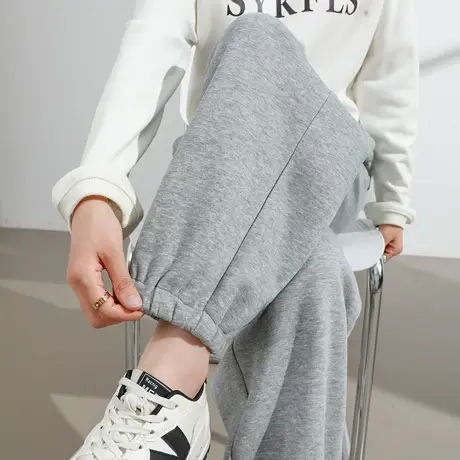 灰色束脚休闲运动裤女2025新款秋季高腰宽松显瘦百搭哈伦抽绳卫裤商品大图
