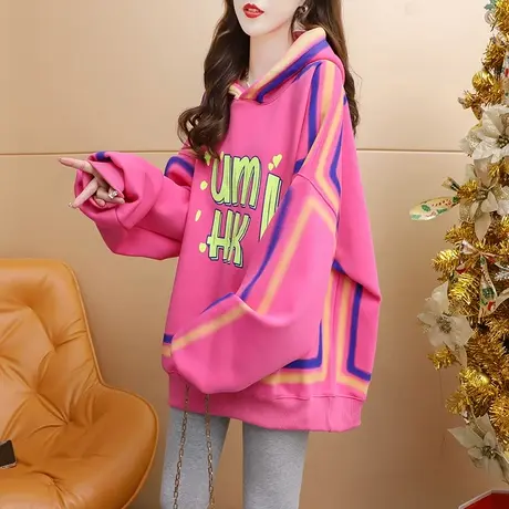 网红扎染连帽卫衣女2023年新款秋冬爆款洋气减龄网红加绒加厚外套商品大图