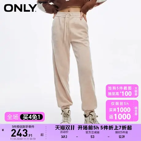 【买4免1】【上新】ONLY奥莱休闲风字母刺绣直筒卫裤束脚休闲裤女商品大图