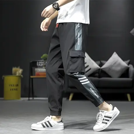 工装裤子男春秋冬季2023新款加绒宽松休闲长裤男生束脚运动裤男款商品大图