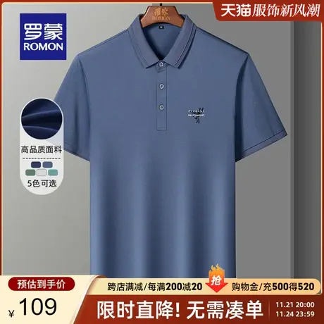 【官方正品】罗蒙男士t恤短袖夏季新款商务休闲翻领修身polo衫男商品大图