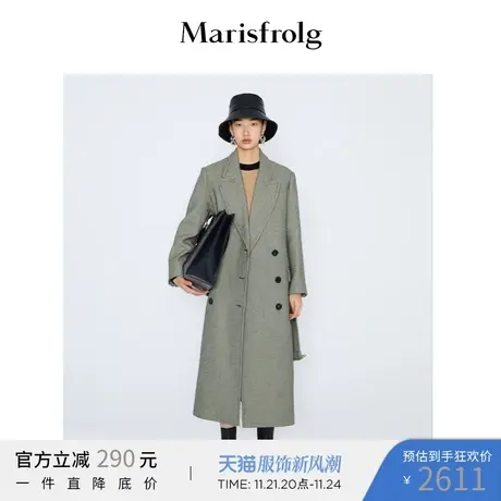 Marisfrolg玛丝菲尔女装21冬季新款羊毛千鸟格毛呢外套A1KT4308D商品大图