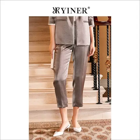 YINER音儿专柜女装2022春季新款三醋酸西裤休闲裤商品大图