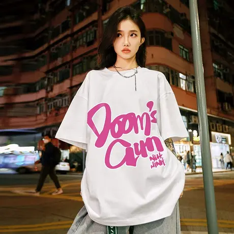 美式潮流字母短袖男潮夏季美潮加肥加大情侣款t恤半袖男款潮牌商品大图