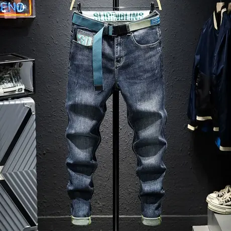 春秋款休闲时尚潮牌牛仔裤男修身小直筒百搭韩版潮流男士长裤子男商品大图