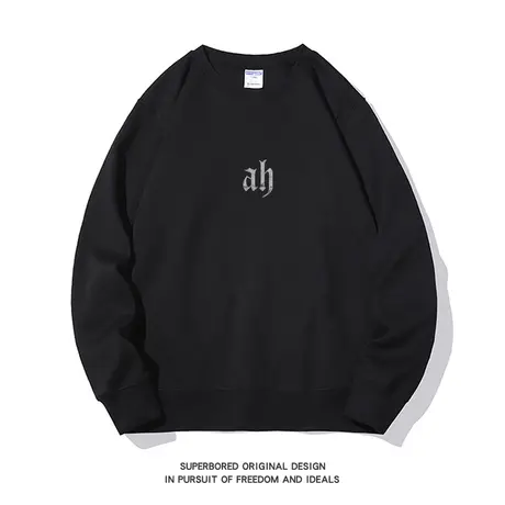 秋冬季复古高街简约字母卫衣男美式套头圆领休闲宽松打底衫上衣商品大图