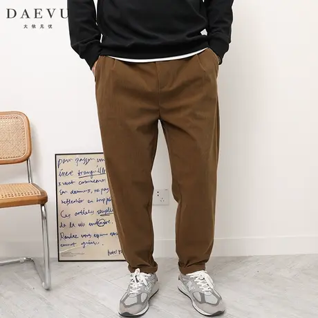DAEVU秋新款廓版小脚大号潮胖子弹力加肥加大码男士灯芯绒休闲裤商品大图