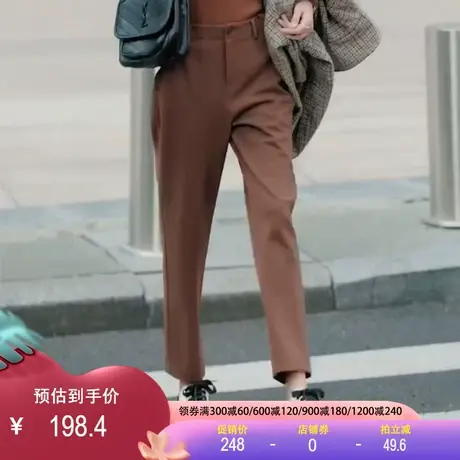休闲西装裤女2023春秋新款高腰九分西裤纯色小个子直筒烟管裤子图片