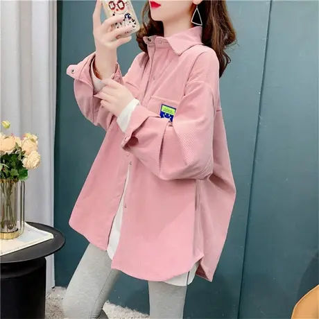 设计感灯芯绒衬衫外套女春季2022年新款宽松百搭洋气慵懒风上衣潮图片