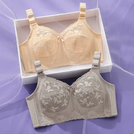 内衣女大胸显小文胸薄款无钢圈聚拢防下垂收副乳大码超薄bay胸罩商品大图