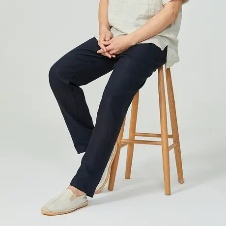 休闲裤男亚麻夏季薄款直筒长裤新款潮流男士宽松大码复古棉麻裤子商品大图