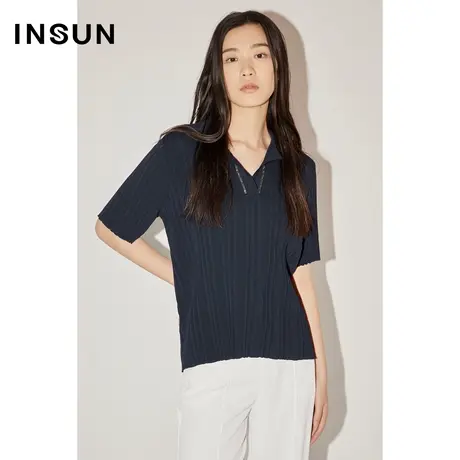 COVER秋季钻链领轻薄可机洗冰丝针织衫图片