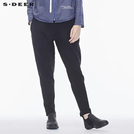 sdeer圣迪奥女装秋装立体剪裁松紧腰哈伦裤休闲裤S17380850商品大图