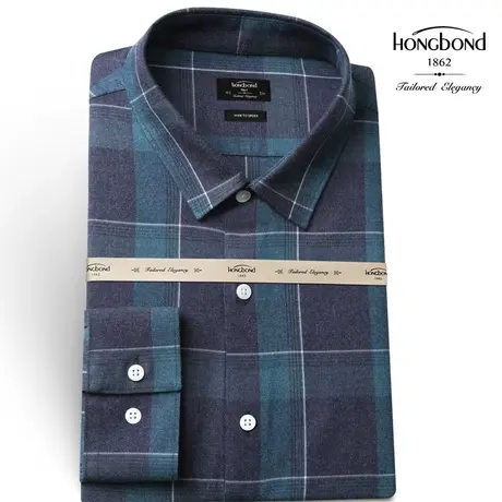 红邦创衣 2023秋工作格衬衫男休闲韩版衬衣长袖男潮流帅气上班穿商品大图