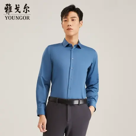 雅戈尔 商务官方正品 深色长袖衬衫衬衣 舒适简约不易皱商品大图