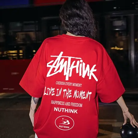 Nuthink美式潮牌街头字母t恤男潮宽松情侣短袖潮牌大码半袖上衣潮图片