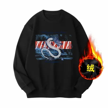 Ohlyah龙年圆领重磅卫衣男中性风秋冬宽松加绒加厚本命年学院外套商品大图