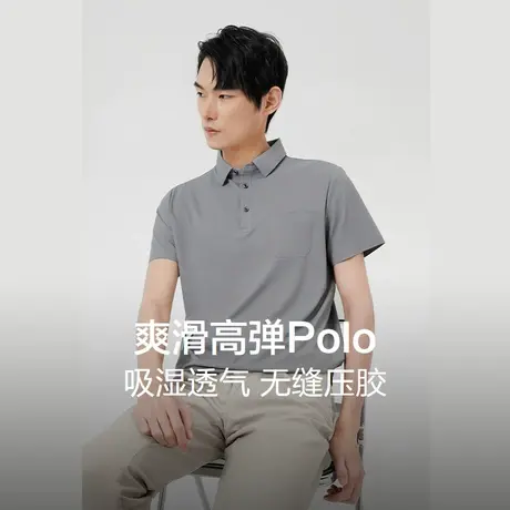 红豆短袖翻领T恤男2024夏季爽滑高弹吸湿透气休闲百搭polo衫男商品大图