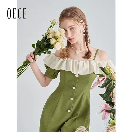 【新品】Oece设计感吊带裙子女夏季新款女装荷叶边连衣裙图片