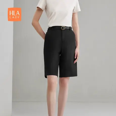 HLA/海澜之家商务大气西装短裤2024春夏新款纯色柔软透气短裤女装商品大图