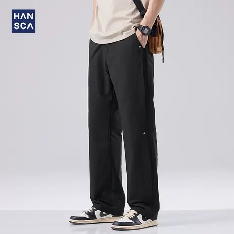 hansca美式宽松直筒休闲裤男春季新款纯色高街潮流简约百搭长裤子商品大图