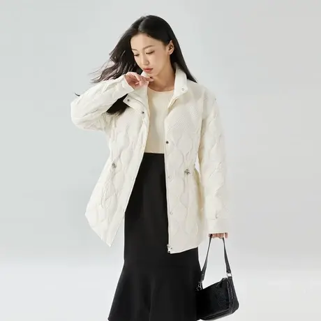雪中飞羽绒服女2024春季新款立领短款时尚休闲收腰显瘦轻薄外套图片