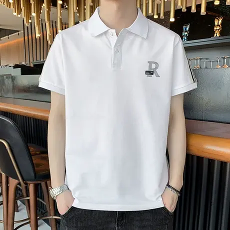 男士polo衫夏季潮牌翻领短袖t恤男装上衣青少年运动风半袖体恤衫T商品大图