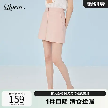Roem夏季新款双色可选ins风短裤休闲简约时尚个性宽松直筒裤子女商品大图