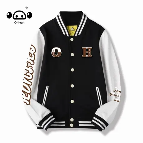 Ohlyah棒球服女2023新款ins潮牌春秋薄款美式拼接复古纯棉外套商品大图