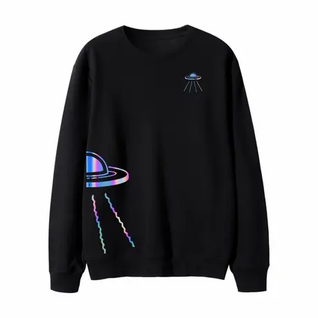 卫衣女2023新款情侣装秋装薄款韩版宽松反光炸街潮牌学生圆领班服商品大图