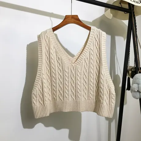 v领短款针织马甲女秋冬新款韩版外穿套头背心无袖坎肩毛衣学院风商品大图