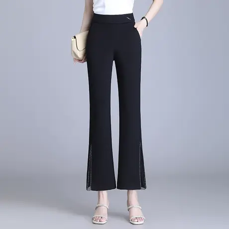 2023夏季新款九分微喇裤女高腰显瘦通勤小个子休闲喇叭裤职业裤薄商品大图