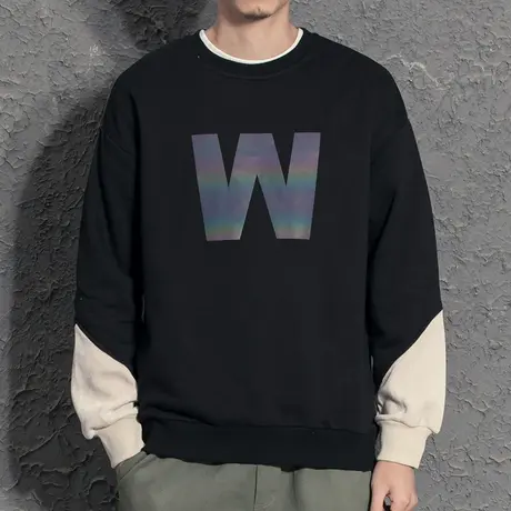 炫彩反光印花潮流卫衣男春秋款2021新款男生学生潮牌帅气上衣外套图片