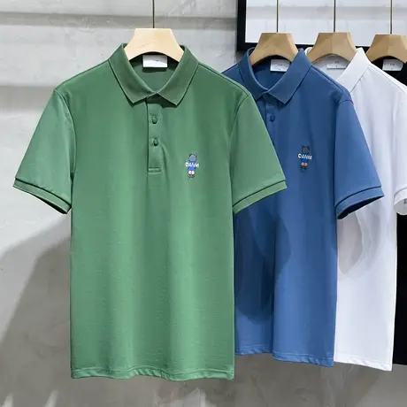 时尚小熊刺绣帅气翻领高端Polo衫男潮流潮牌夏季t恤男士短袖保罗商品大图