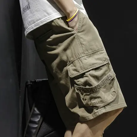 美式复古工装短裤男士五分裤潮牌夏季休闲中裤宽松胖子大码外穿夏商品大图