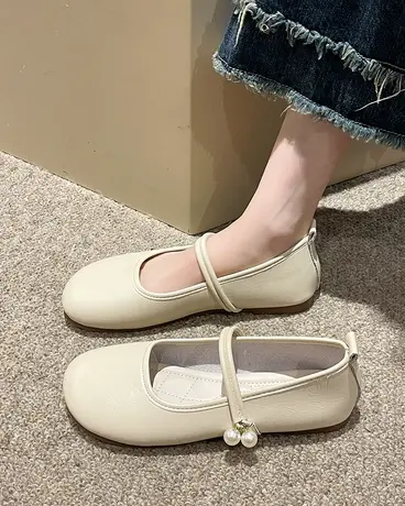 法式小皮鞋女2023新款夏季珍珠玛丽珍女鞋配裙子平底温柔单鞋春秋商品大图